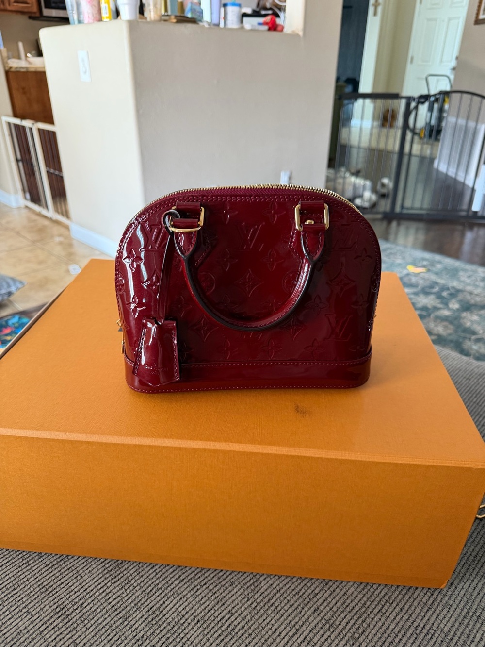 Louis Vuitton Vernis Alma BB in Deep Burgundy Red